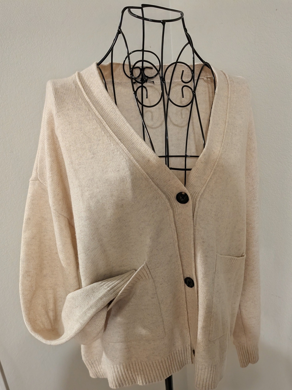 Rails Cream V-Neck Button Cardigan Sweater - Women
